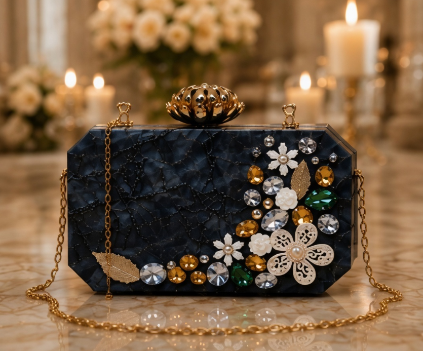 Moonstone Floral Acrylic Evening Bag