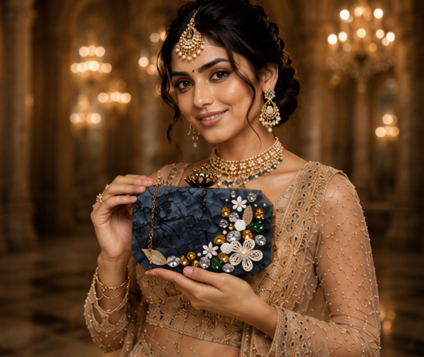 Moonstone Floral Acrylic Evening Bag