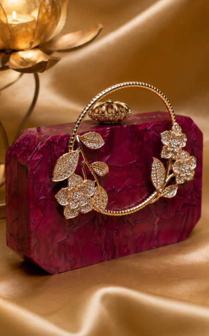 Ruby Petal Designer Party Clutch