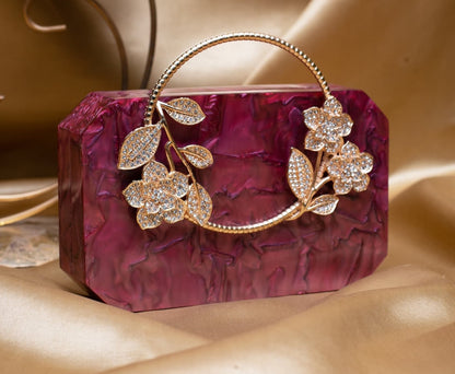 Ruby Petal Designer Party Clutch