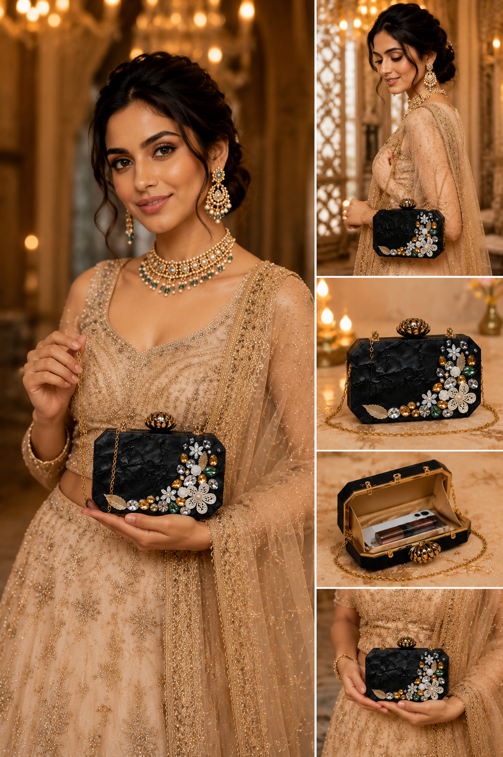 Moonstone Floral Acrylic Evening Bag