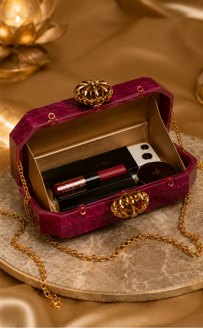 Ruby Petal Designer Party Clutch