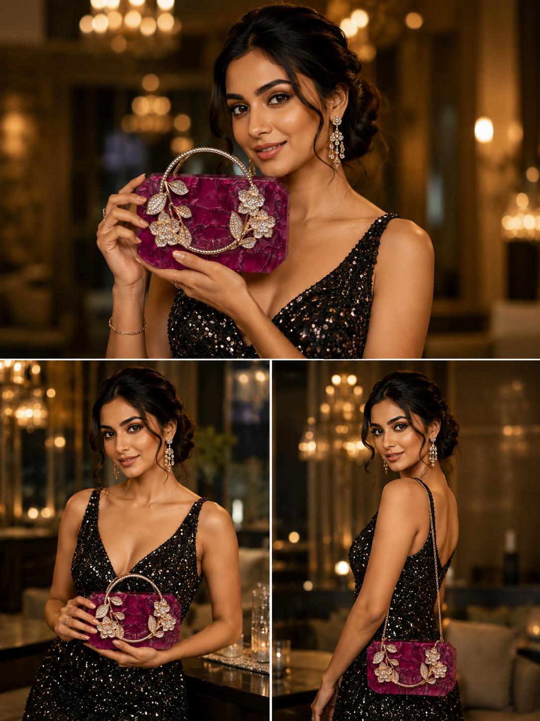 Ruby Petal Designer Party Clutch