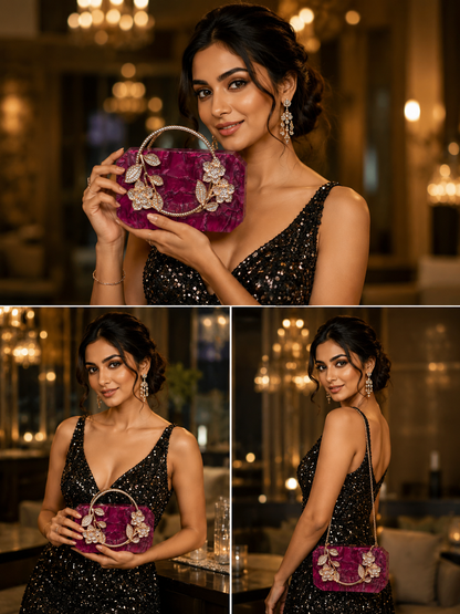Ruby Petal Designer Party Clutch