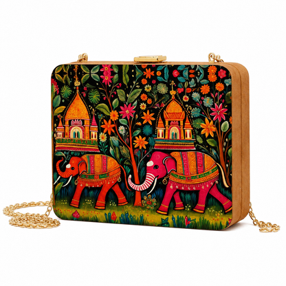 Madhubani Elephant Art Clutch
