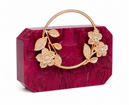 Ruby Petal Designer Party Clutch