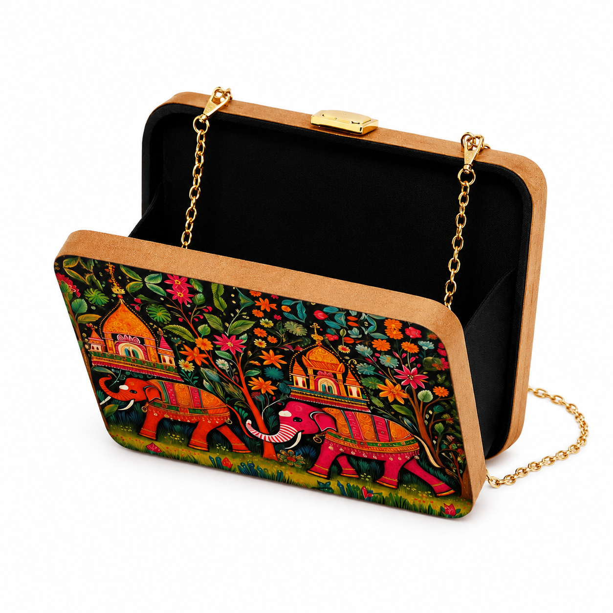 Madhubani Elephant Art Clutch